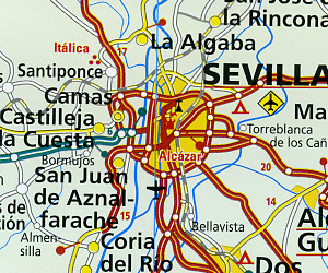 Andalucia and Costa Del Sol Road and Topographic Tourist Map.