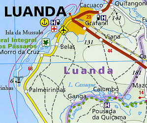 Angola Road and Topographic Tourist Map.