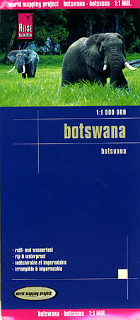 Botswana Road and Topographic Tourist Map.
