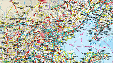 China Road and Topographic Tourist Map.