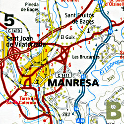 Costa Brava Road and Topographic Tourist Map.