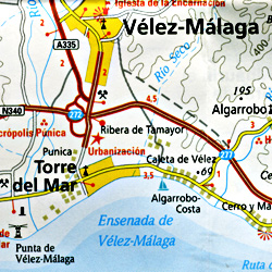 Costa del Sol Road and Topographic Tourist Map.