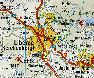 Czech Republic Road and Topographic Tourist Map.