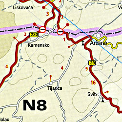 Dalmatian Coast, Road and Topographic Tourist Map, Croatia.
