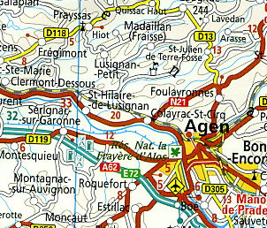 France, SOUTH, Road and Topographic Tourist Map.
