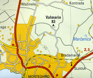 Istria Road and Topographic Tourist Map, Croatia.