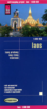 Laos Road and Topographic Tourist Map.