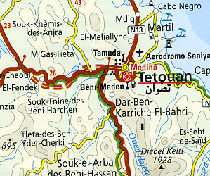 Morocco Road and Topographic Tourist Map.