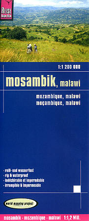 Mozambique and Malawi Road and Topographic Tourist Map.