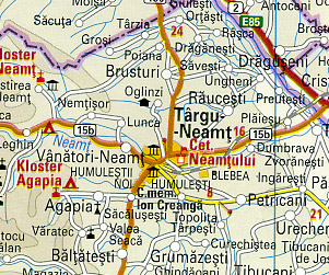 Romania Road and Topographic Tourist Map.