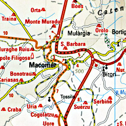 Sardinia Road and Topographic Tourist Map.