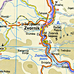 Serbia and Montenegro, Road and Topographic Tourist Map.