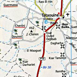 Tunisia Road and Topographic Tourist Map.