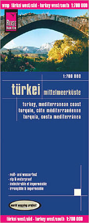 Turkey, Western and Mediterranean Coast, Road and Topographic Tourist Map.