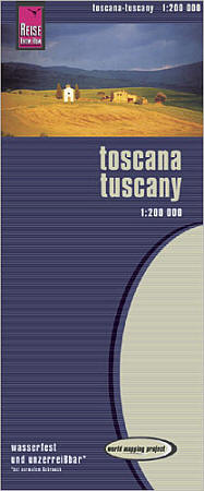 Tuscany Road and Topographic Tourist Map, Italy.