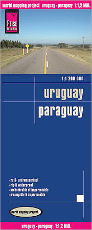 Uruguay and Paraguay Road and Topographic Tourist Map.