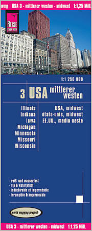 USA 3, Midwest Road and Topographic Tourist Map.