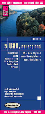 USA 5, New England and Topographic Tourist Map.
