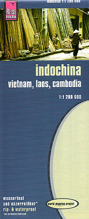 Vietnam, Laos and Cambodia Road and Topographic Tourist Map.