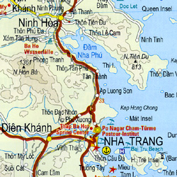 Vietnam South Road and Topographic Tourist Map.