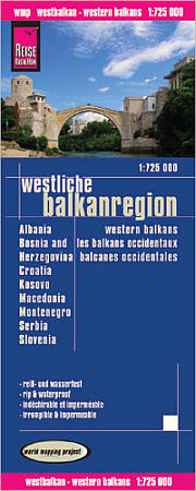 Western Balkans Region Road and Topographic Tourist Map.