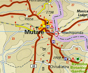 Zimbabwe Road and Topographic Tourist Map.