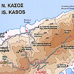 Karpathos and Kasos Islands, Road and Tourist Map, Greece.