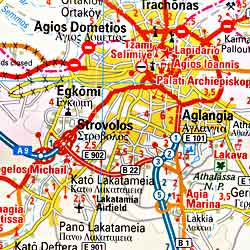 Cyprus Road and Physical Tourist Map.