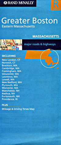 Boston, Greater, REGIONAL Road and Tourist Map, Massachusetts, America.