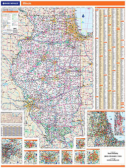 Illinois WALL Map, America.