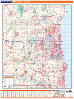 MILWAUKEE WALL Map, America.