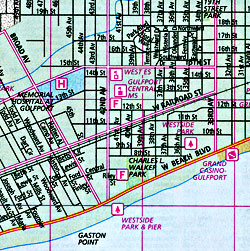 Gulf Coast City Street Maps, Mississippi, America.