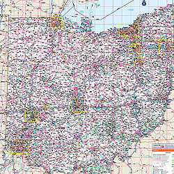 Ohio WALL Map, Ohio, America.