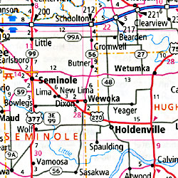 Oklahoma Road and Tourist Map, America.