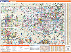 Oklahoma WALL Map, America.