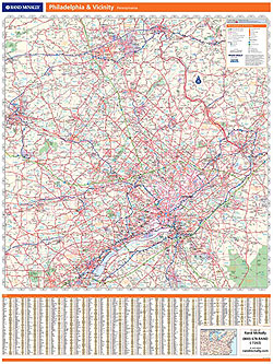 PHILADELPHIA WALL Map, Pennsylvania, America.