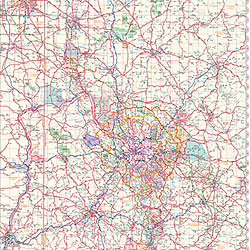 Pittsburgh WALL Map, Pennsylvania, America.