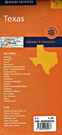 Texas Road Tourist Map, America.