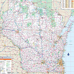 Wisconsin WALL Map, America.