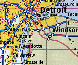 Michigan "Easy to Read" Road and Tourist Map, America.