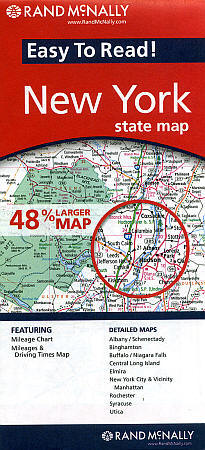 New York State "Easy to Read" Road and Tourist Map, America.