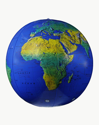 27" Dark Blue Topographical Inflatable World Globe.