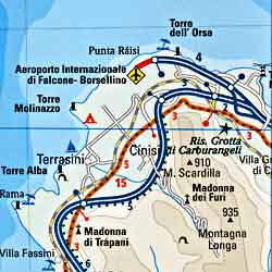 Sicily Road and Physical Tourist Map.