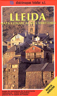 Lleida Province, Road and Tourist Road Map, Spain.