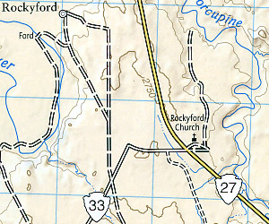Badlands National Park, Road and Recreation Map, South Dakota, America.