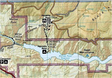 Black Canyon of the Gunnison National Park, Road and Recreation Map, Colorado, America.