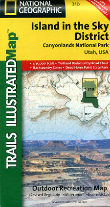 Canyonlands National Park "Island in the Sky District" Road and Topographic Map, Utah, America.
