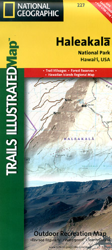 Haleakala National Park, Road and Topographic Recreation Map, Maui, Hawaii State, America.