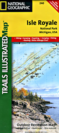 Isle Royale National Park, Road and Recreation Map, Michigan, America.