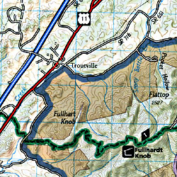 Lexington and Blue Ridge Mountains, Road and Recreation Map, Virginia, America.